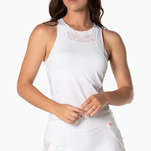 Women's Lace Track Crop Tennis Tank White Apparel Lucky In Love