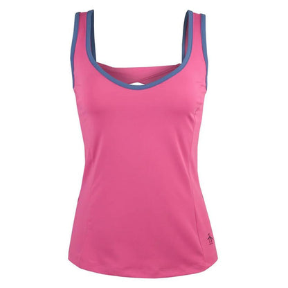 Women's Sweetheart Neckline Tennis Tank with Back Knot Cheeky Pink Apparel Penguin