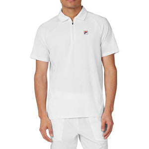 Men's Short Sleeve Zip Tennis Polo White Apparel Fila