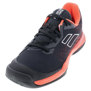 Juniors' Jet Mach 3 All Court Tennis Shoes Black and Poppy Red Babolat