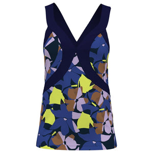 Women's Abstract Floral Cross Front Tennis Tank Black Iris Apparel Penguin