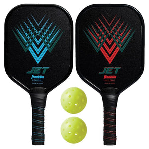 Jet Aluminum Pickleball Paddles and Balls 2 Player Set Racquets Franklin Sports