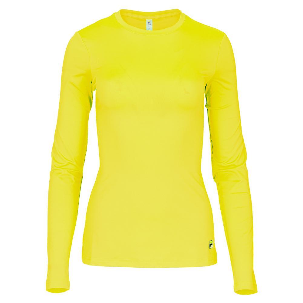 Women's Long Sleeve UV Blocker Pickleball Top Cyber Lime Apparel Fila