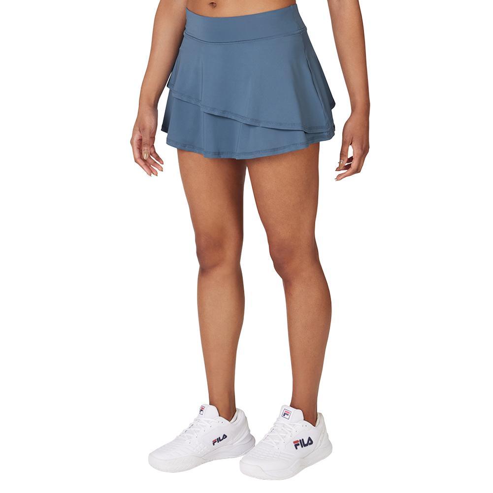 Women's Double Tier Court Tennis Skort Elemental Blue Apparel Fila