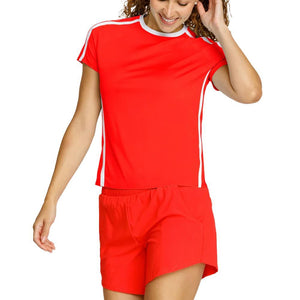 Womens Baseline Shortsleeve Pickleball Top Flamenco Apparel Spin-It