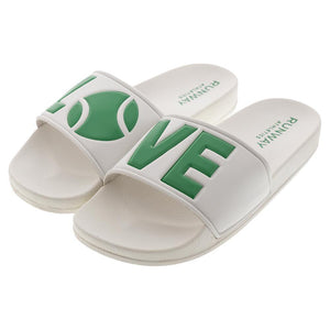 Love Slides White and Green Footwear Runway Athletics