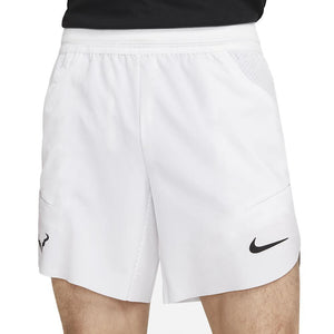Mens Rafa 7 Inch Dri-Fit Advance Tennis Shorts White and Black Apparel Nike