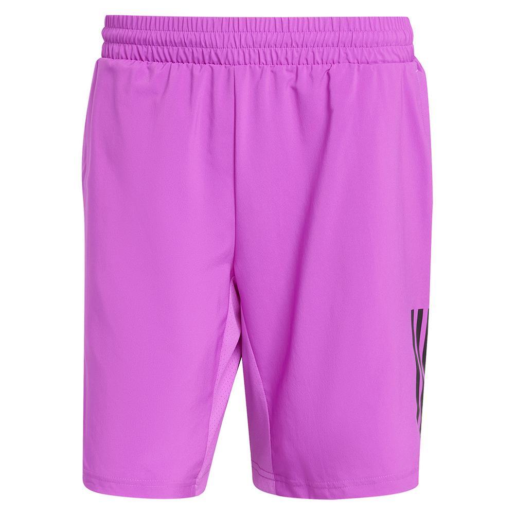 Mens 9 Inch Club 3 Stripe Tennis Short Purple Burst Apparel Adidas