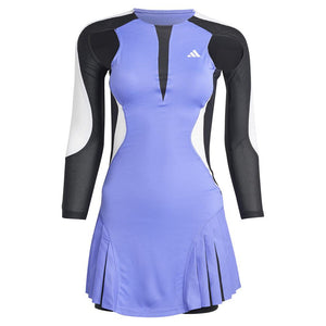 Womens Premium Aero.RDY Long Sleeve Tennis Dress Cobalt Blue and Black Apparel Adidas