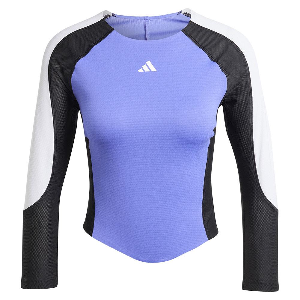 Womens Heat.RDY 3/4 Long Sleeve Tennis Top Cobalt Blue and Black Apparel Adidas