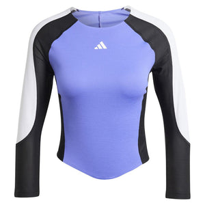 Womens Heat.RDY 3/4 Long Sleeve Tennis Top Cobalt Blue and Black Apparel Adidas