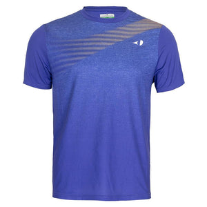Men's Short Sleeve Asymmetric Heather Printed Tennis Crew Dazzling Blue Apparel Grand Slam