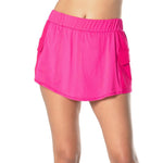 Women's High Waist Cargo Pocket Tennis Skort Shocking Pink Apparel Lucky In Love