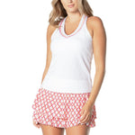 Women's Shockin' Stripes Tennis Tank with Bra White Apparel Lucky In Love