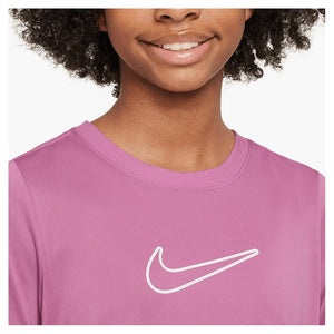 Girls' Fitted Dri-FIT Short-Sleeve Top Magic Flamingo Apparel Nike