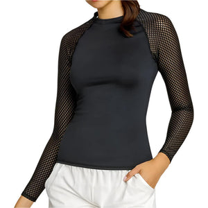 Women's Etta Long Sleeve Tennis Top Onyx Apparel Tail