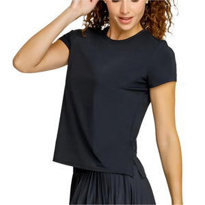 Women's Bijou Short Sleeve Tennis Top Onyx Apparel Tail