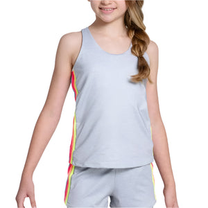 Girls'Heather Prisma Stripe Tank Gray Apparel Lucky In Love
