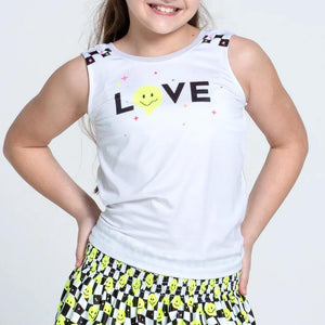 Girls' Highly Smiley Tie Back Tennis Tank White Apparel Lucky In Love