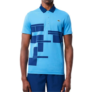 Men's Novak Djokovic Graphic Tennis Polo (Fan) Argentine Blue and Globe Apparel Lacoste