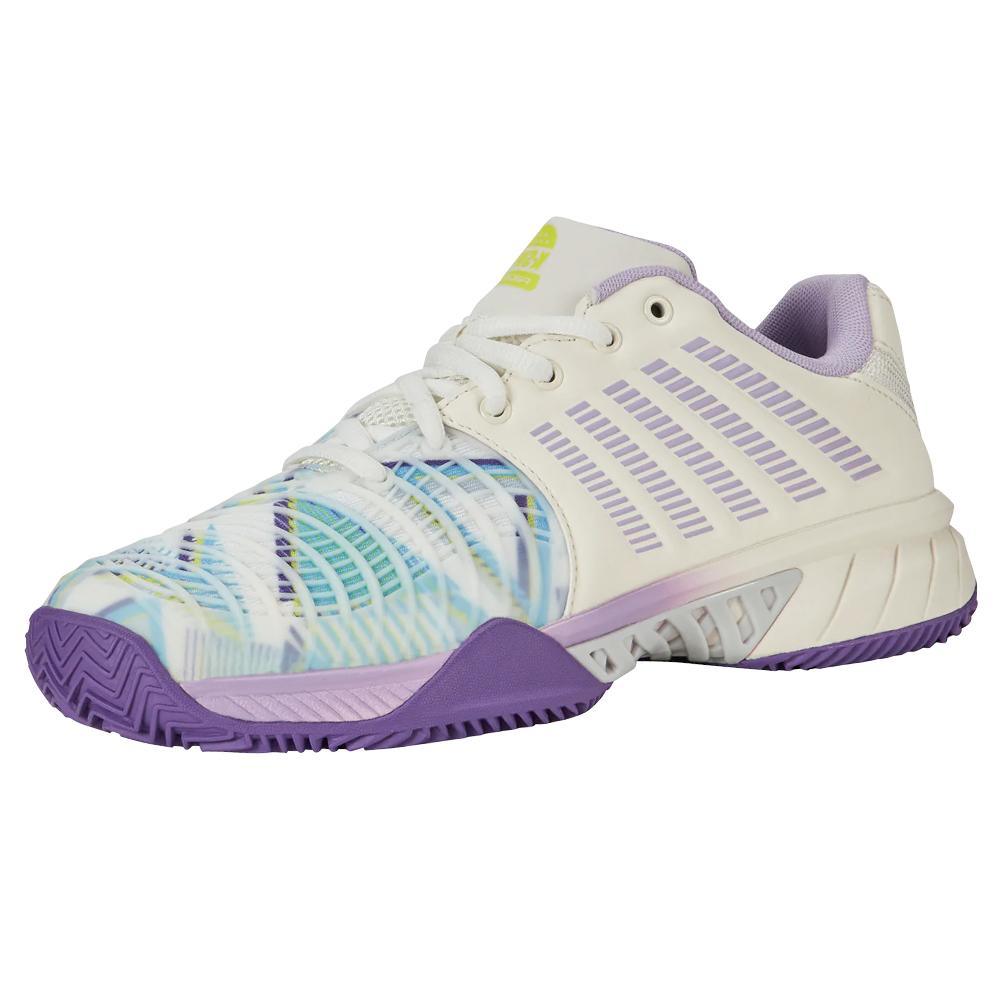 Women's Express Light 3 Padel Shoes Snow White and Purple Heat Footwear K-Swiss