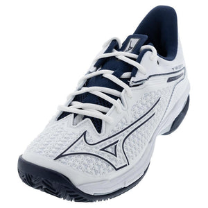 Mens Wave Exceed Tour 6 Clay Tennis Shoes White and Dress Blues Footwear Mizuno