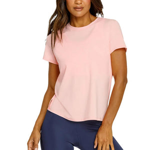 Womens Bijou Short Sleeve Pickleball Top Quartz Pink Apparel Spin-It