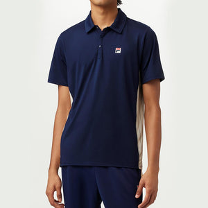 Mens Performance Iconic Settanta Tennis Polo Navy and Angora Apparel Fila