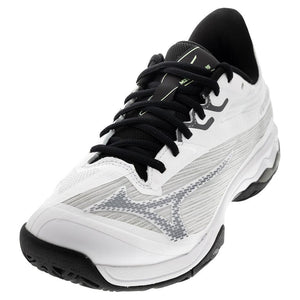 Men's Wave Exceed Light 2 AC Tennis Shoes White and Metallic Grey Footwear Mizuno