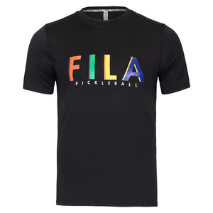 Mens Short Sleeve Graphic Pickleball Crew Black Apparel Fila