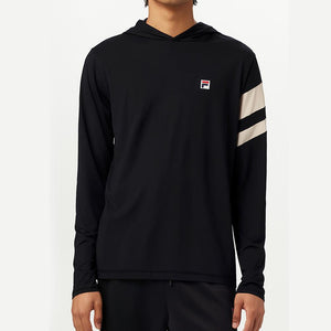 Mens Long Sleeve Tennis Hoodie Black and Angora Apparel Fila