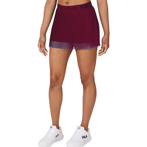 Womens 13.5 Inch Illusion Tennis Skort Cabernet Apparel Fila