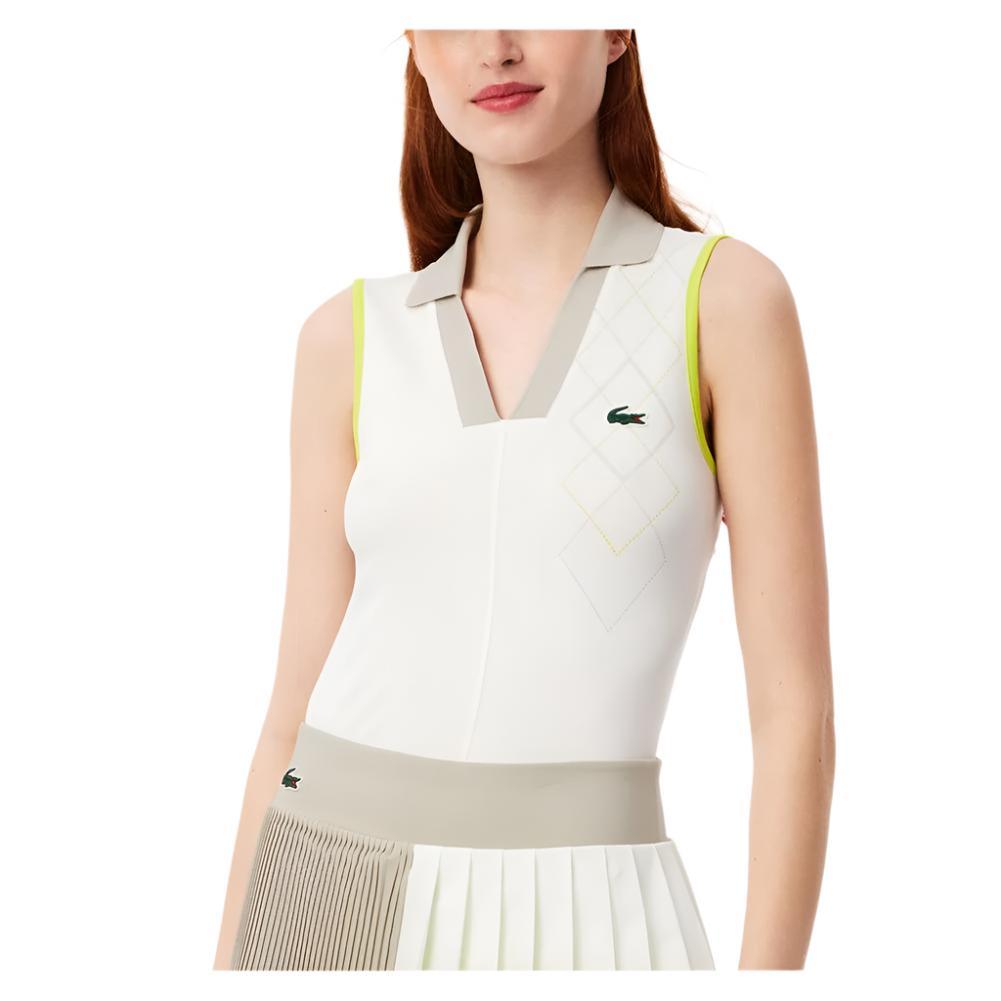 Women's Ultra-Dry UPF30 Tech Tennis Polo White and Hammam Apparel Lacoste