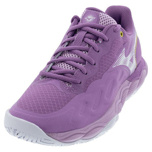 Womens Wave Enforce Court AC Tennis Shoes Bellflower and White Footwear Mizuno