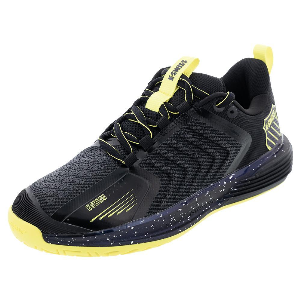 Men`s Ultrashot 3 Tennis Shoes Micro Chip and Black Footwear K-Swiss