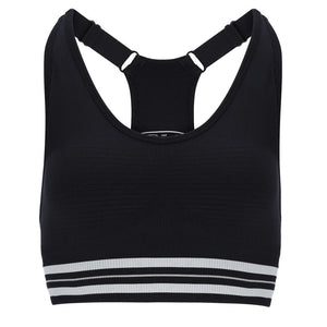 Womens Lucky Ace Seamless Tennis Sports Bra Black and Ultimate Gray Apparel Fila