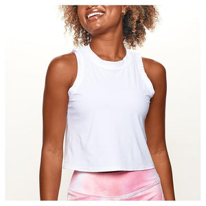 Women`s Ruffle Crop Tennis Tank White Apparel Bobbe
