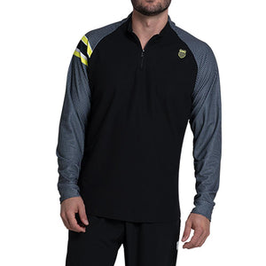Men`s Striker 1/4 Zip Long Sleeve Tennis Top Black Apparel K-Swiss