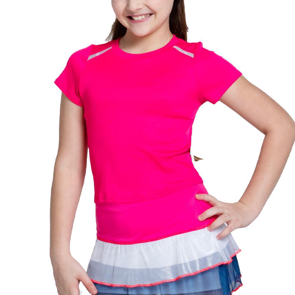 Girls' Hip To It Short Sleeve Tennis Top Shocking Pink Apparel Lucky In Love