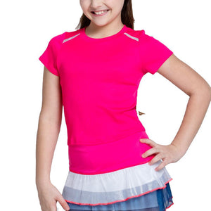 Girls' Hip To It Short Sleeve Tennis Top Shocking Pink Apparel Lucky In Love
