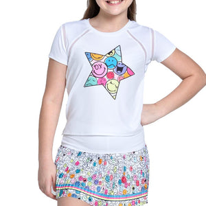 Girls' Got The Feeling Short Sleeve Tennis Top Multicolor Apparel Lucky In Love