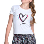 Girls' Love Letter Short Sleeve Tennis Top White Apparel Lucky In Love