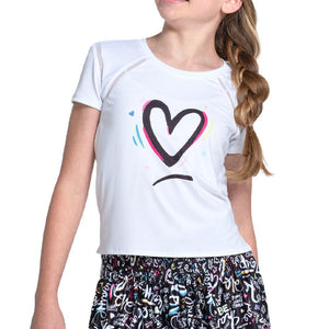Girls' Love Letter Short Sleeve Tennis Top White Apparel Lucky In Love