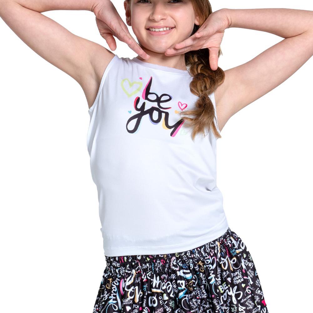 Girls` Love Letter Tie Back Tennis Tank White Apparel Lucky In Love