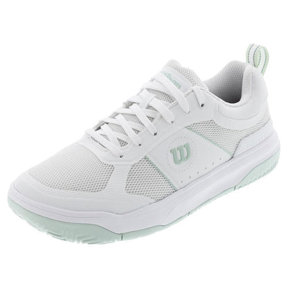 Women`s Pickle Pro Pickleball Shoes White and Surf Spray Footwear Wilson