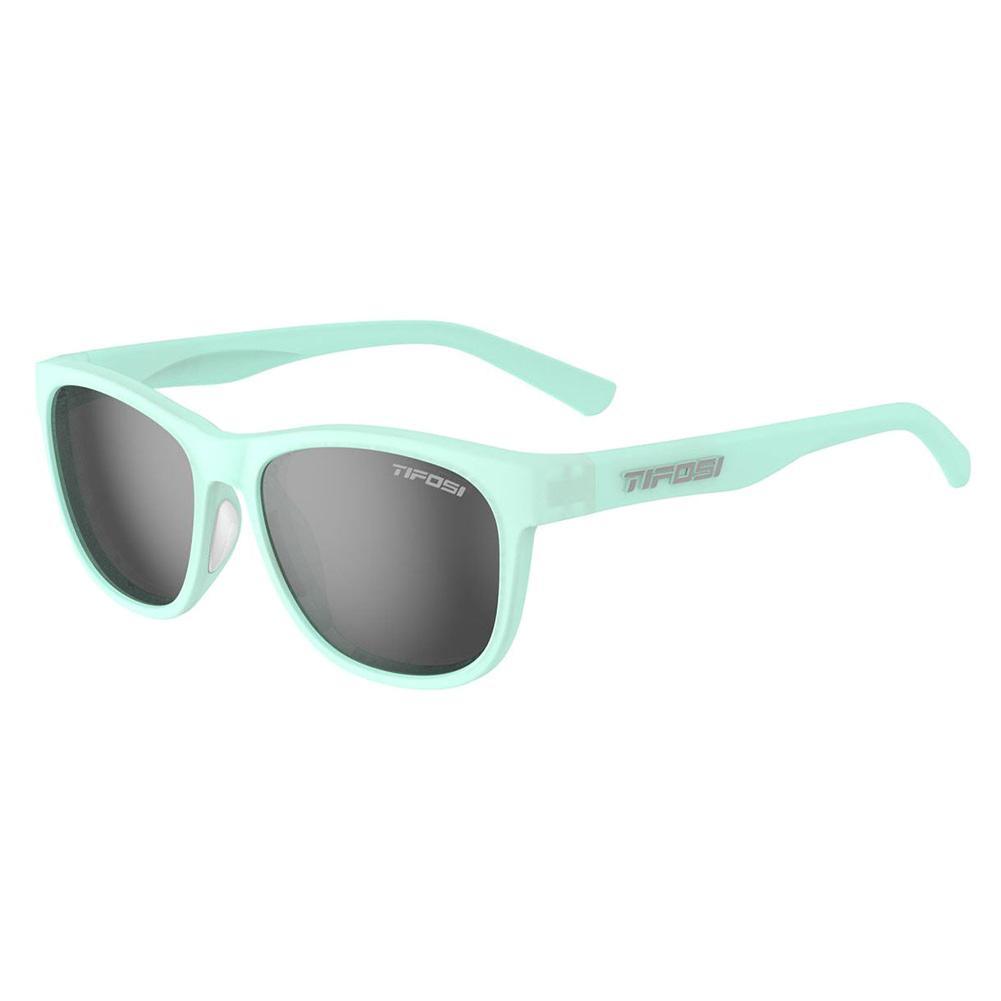 Swank Sunglasses Satin Crystal Teal with Smoke Polarized Lenses Accessories Tifosi