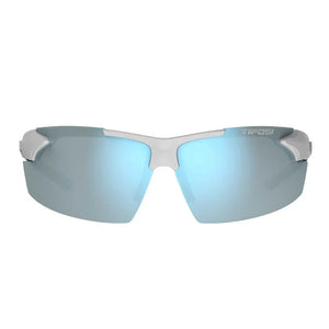 Track Sunglasses Gloss White and Black with Smoke Bright Blue Mirror Lenses Accessories Tifosi
