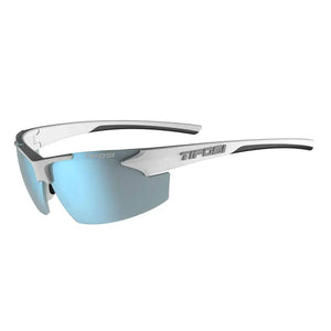 Track Sunglasses Gloss White and Black with Smoke Bright Blue Mirror Lenses Accessories Tifosi