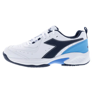 Juniors` S. Challenge 5 SL Tennis Shoes White and Blue Corsair Footwear Diadora