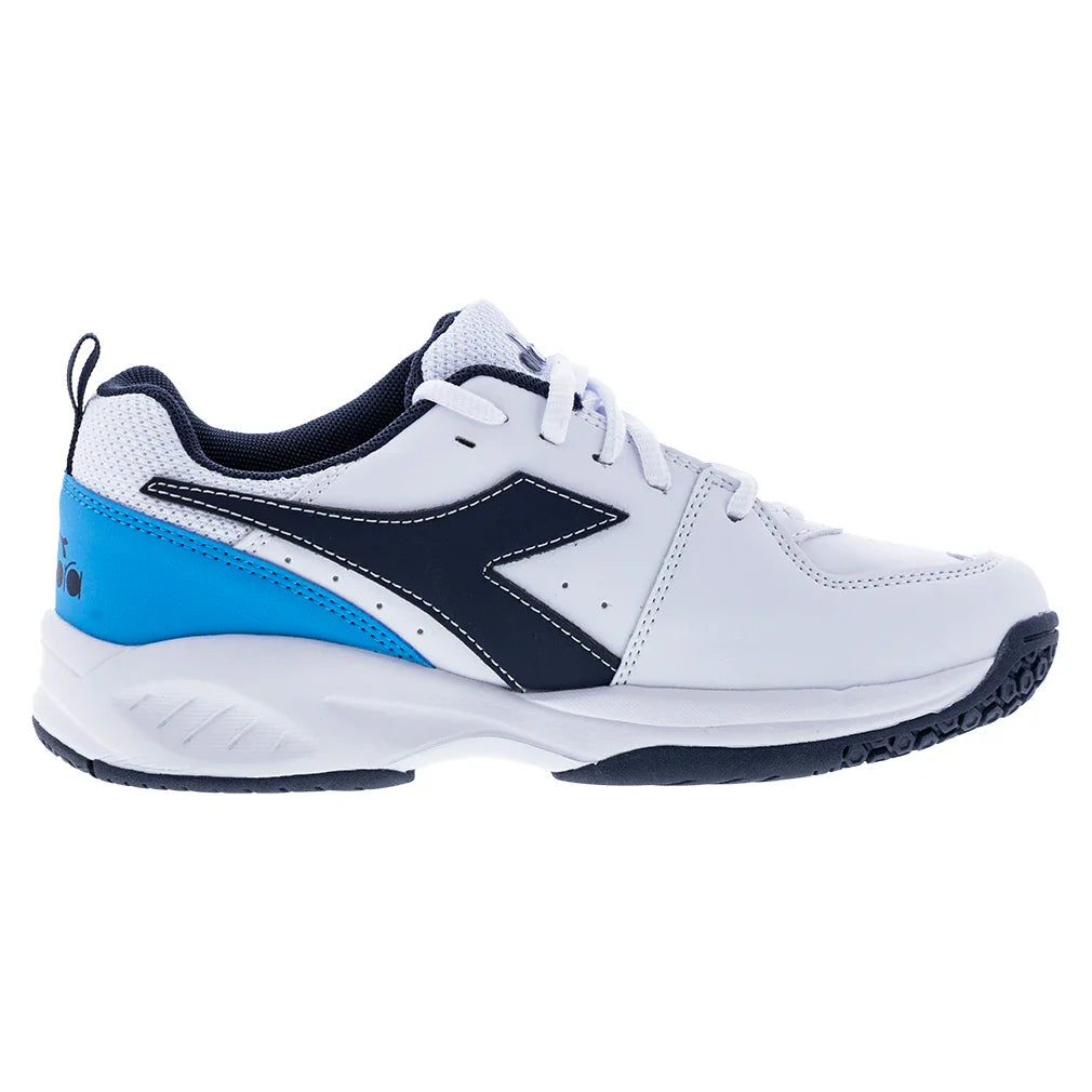 Juniors` S. Challenge 5 SL Tennis Shoes White and Blue Corsair Footwear Diadora